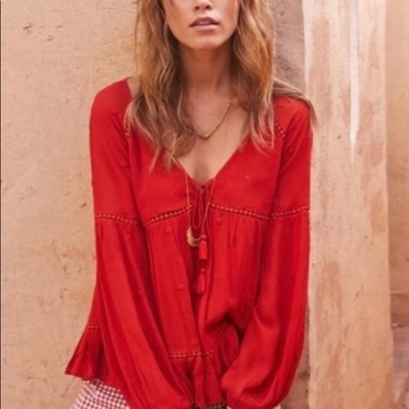Sezane | Ambre Poppy Red Blouse Size EU 36 (US 4) - Picture 3 of 8
